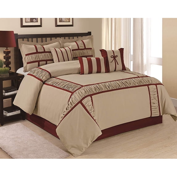 Hig Taupe 7 Piece Bed in a Bag Comforter Set, Queen