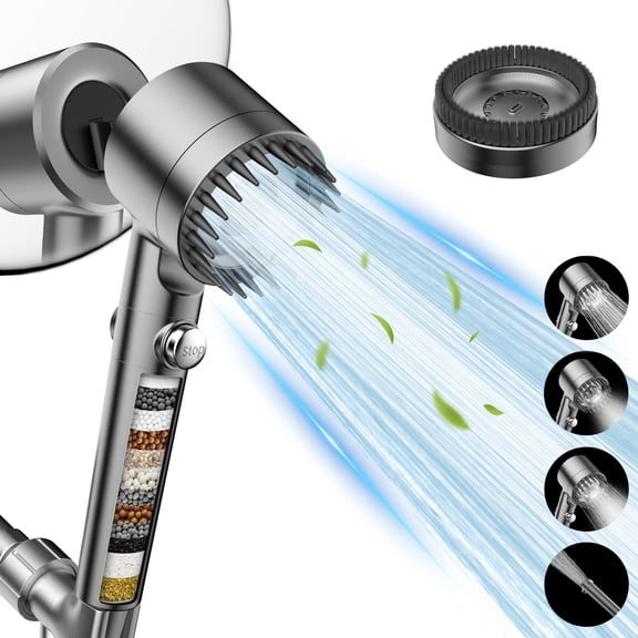 Feelso Filtered Shower Head with Handheld, 4 Spray Modes High Pressure Showerhead with 18 Layer Filtration System