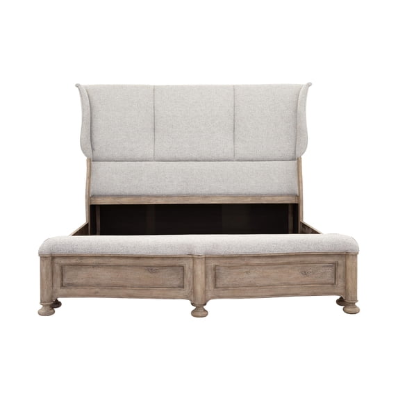 Higgins Street Queen Upholstered Wood Bed in Brown by Pulaski Furniture
