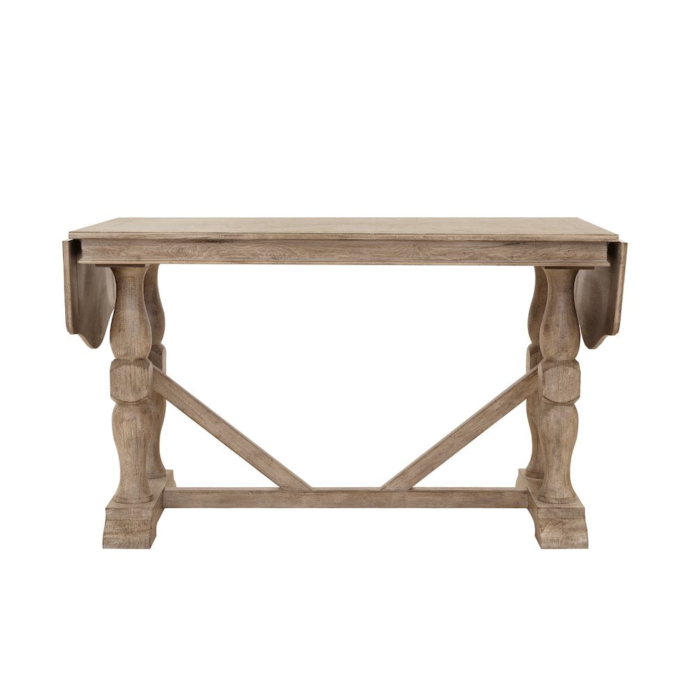 Beige Wood Extendable Rectangular Counter Height Trestle Table