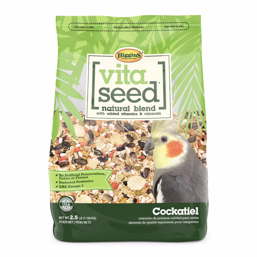 Higgins Vita Seed Cockatiel Food 2.5 lb Premium Seed Blend w/ Probiotics & DHA
