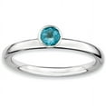 thumbnail image 1 of High 4mm Round Blue Topaz Sterling Silver Ring, 1 of 8