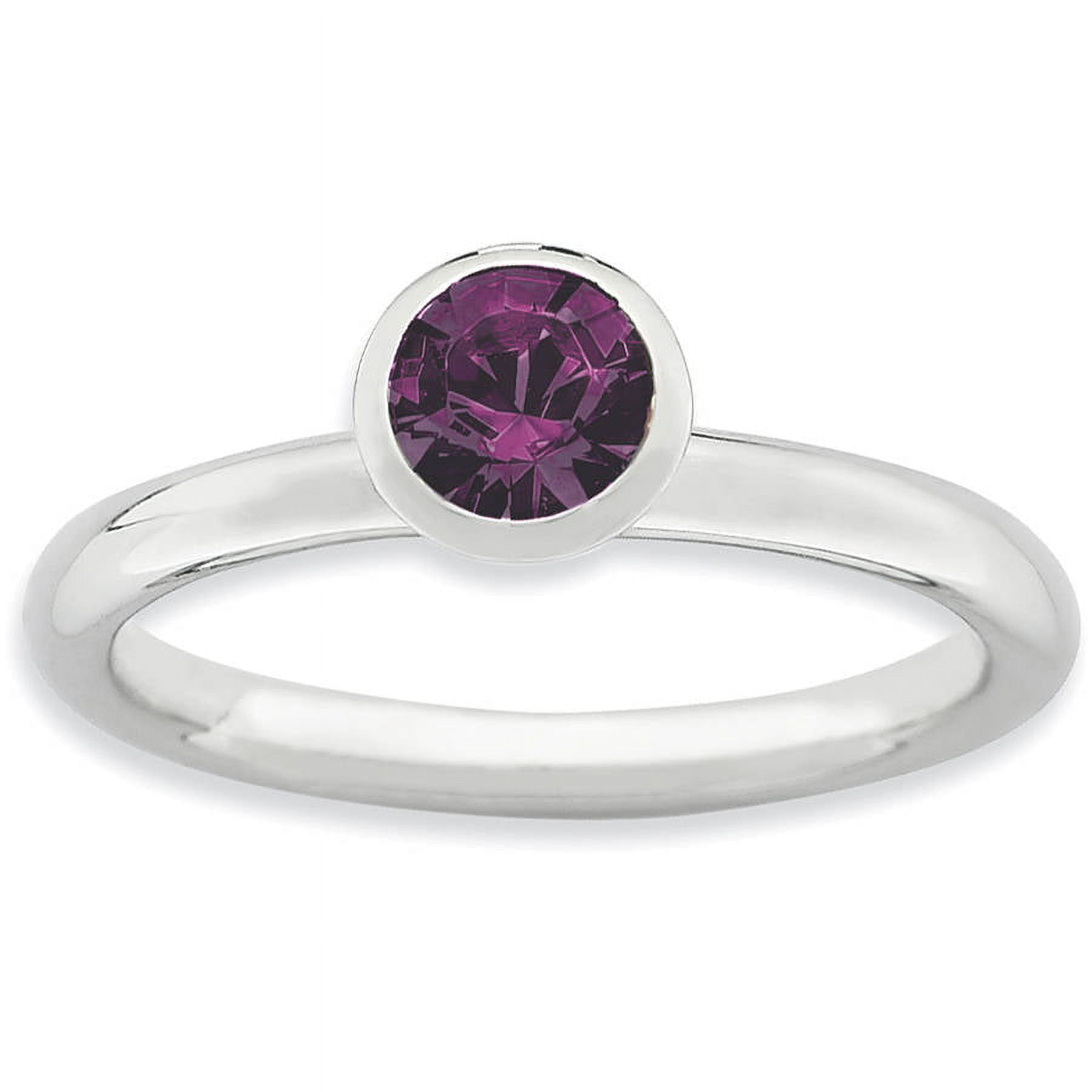High 5mm Swarovski Sterling Silver February Ring