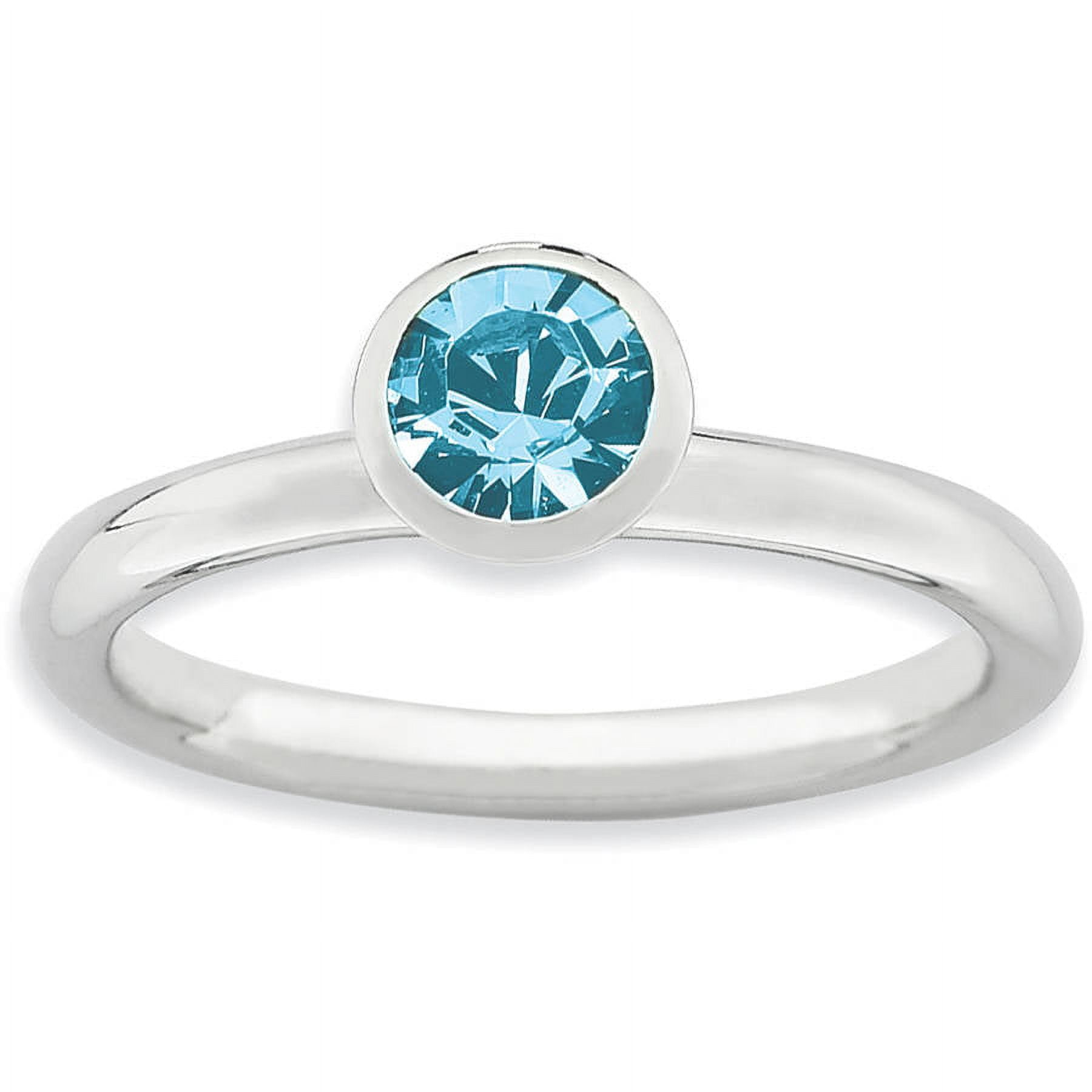 High 5mm Swarovski Sterling Silver March Ring