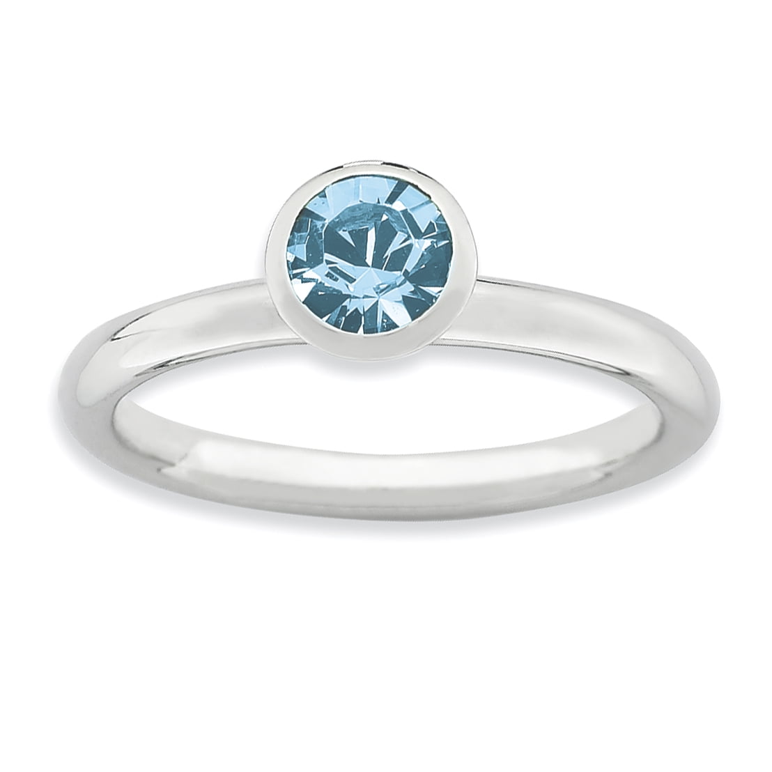 High 5mm Swarovski Sterling Silver March Ring