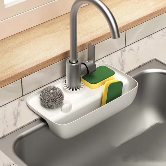 High Absorbency Kitchen Sink Faucet Splash Guard Drain Rack - Quick-Drying Countertop Organizer, Stylish Sponge & Rag Holder