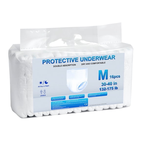 High Absorbent Adult Incontinence Underwear for Men and Women Disposable Pull-up Diapers Leakproof Leg Cuff M Size 64 Count