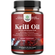 High Absorption Antarctic Krill Oil 500mg per Serving Softgels - Omega 3 Fatty Acid Fish Oil Supplement with Potent EPA DHA Astaxanthin and Phospholipids