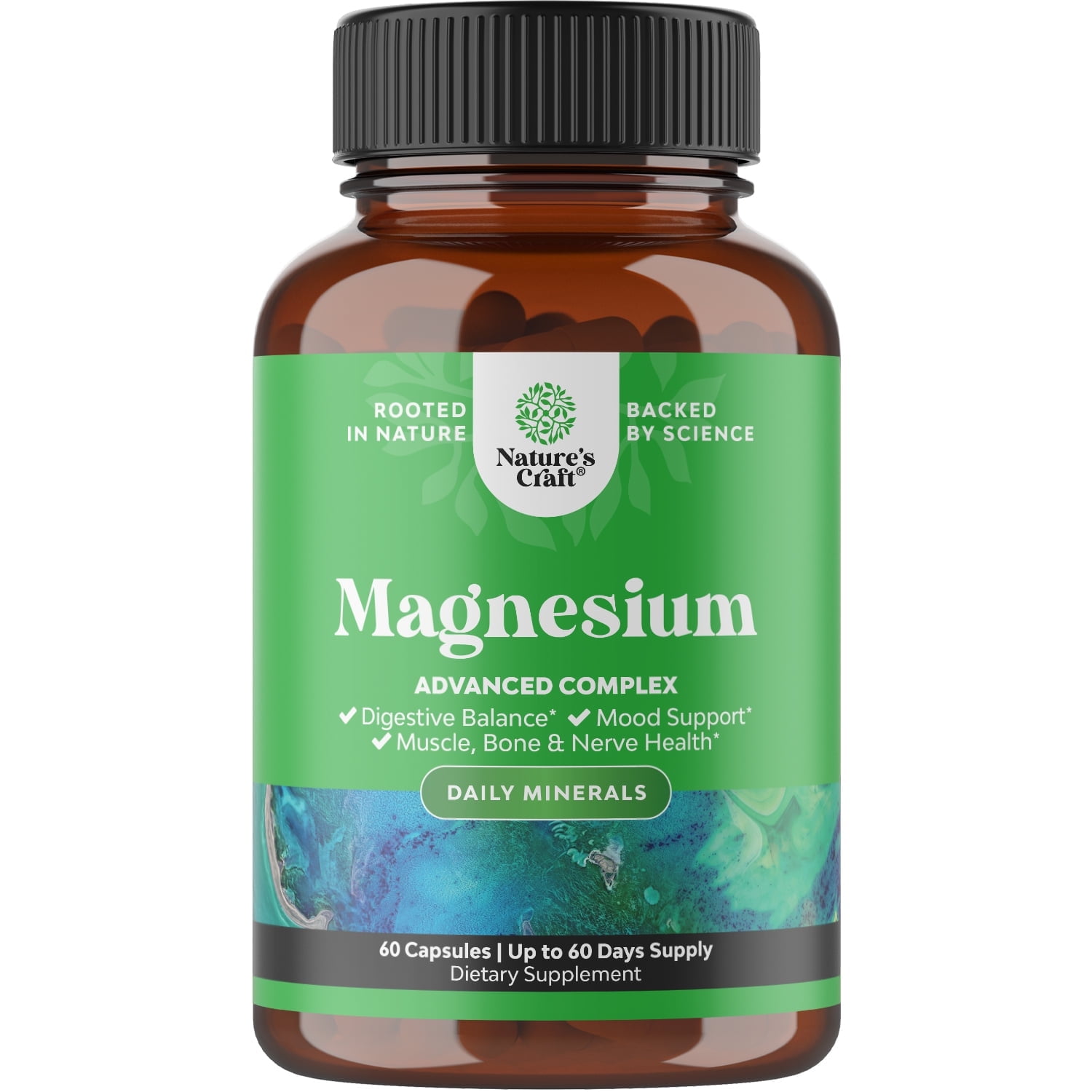 High Absorption Magnesium Complex Supplement - Pure Magnesium Citrate 500mg per serving with Magnesium Oxide for Sleep Stomach Digestion and Mood Support