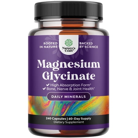 High Absorption Magnesium Glycinate 500mg Capsules - Supports Faster & Deep Sleep - Boost Mood with Magnesium Supplement - Helps Muscle Relaxation - Third Party Tested - Vegan, Non GMO - 240 Count