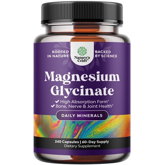 High Absorption Magnesium Glycinate 500mg Capsules - Supports Faster & Deep Sleep - Boost Mood with Magnesium Supplement - Helps Muscle Relaxation - Third Party Tested - Vegan, Non GMO - 240 Count