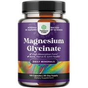 High Absorption Magnesium Glycinate Capsules - Chelated Magnesium Glycinate 500mg per Serving for Calming Sleep Plus Muscle Bone & Nerve Support - 500mg Magnesium Glycinate GMP Certified - 120 Count