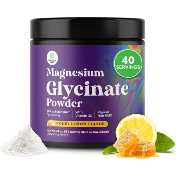 Natures Craft High Absorption Vegan Magnesium Glycinate Powder - Sleep Regularity & Relaxation - Non-GMO Gluten Free & No Artificial Flavors - 40 Servings