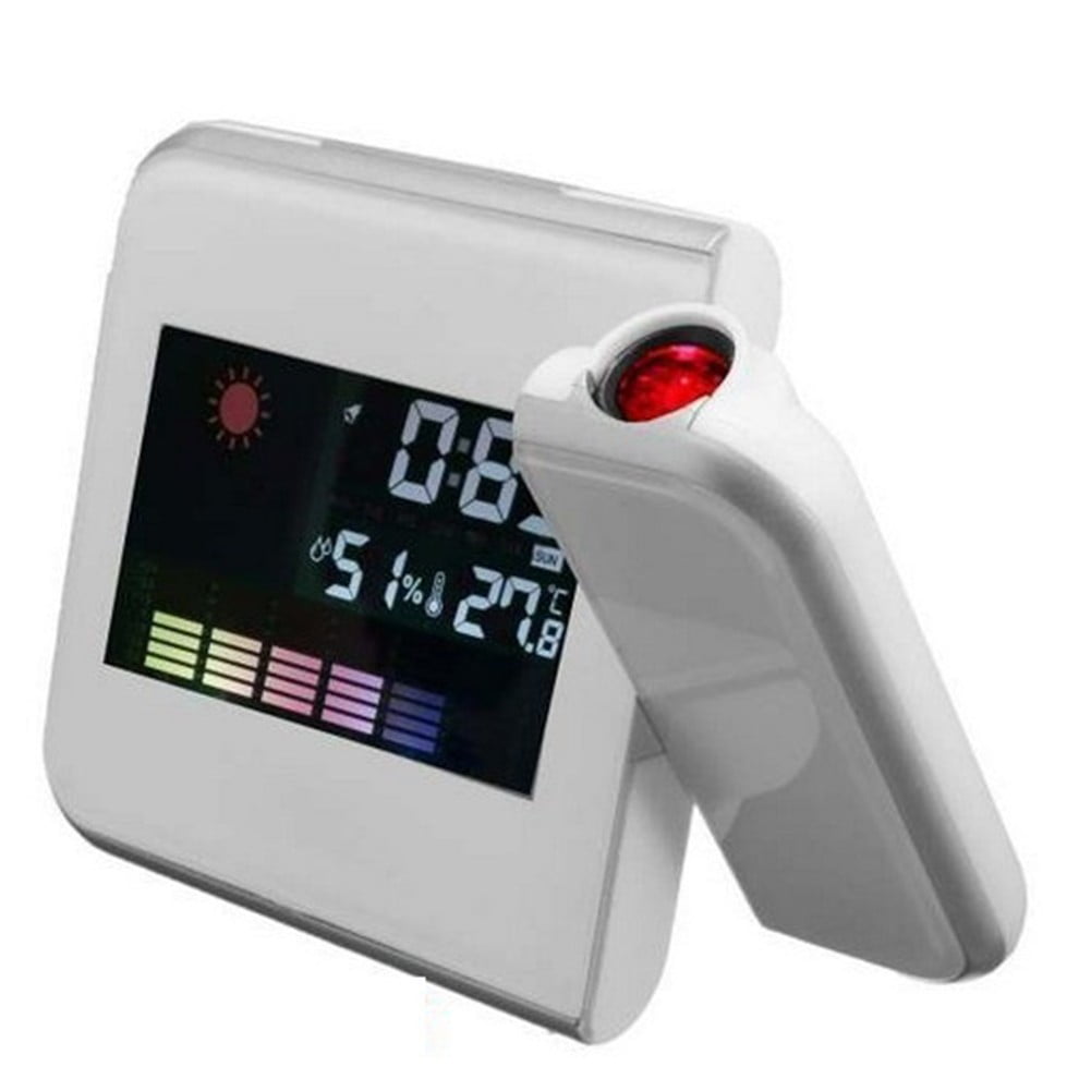 High-Accuracy Color LCD Projection Alarm Clock with Temperature and ...