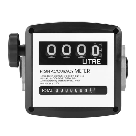 High Accuracy Mechanical Fuel Gauge 4Digit Fuel Flowmeter Digital Gasoline Flow Meter Internal Thread,5-30GPM/20-120L/Min ,Accurate Measurement