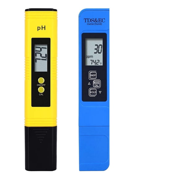 High Accuracy TDS Meter Digital Water Tester Digital 0-14 PH Meter Tester 0-9990ppm TDS&EC LCD Water Purity PPM Aquarium Filter ,Accurate - PH TDS BLUE BATTERY_X