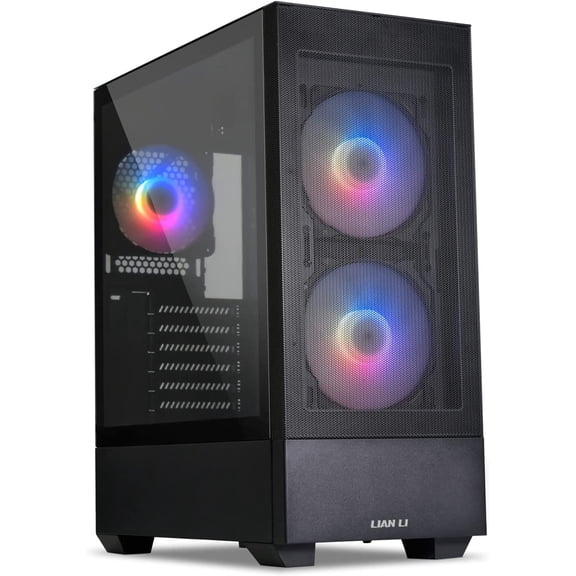 High Airflow ATX PC Case, RGB Gaming Computer Case, Mesh Front Panel Mid-Tower Chassis w/ 3 ARGB PWM Fans Pre-Installed, USB Type-C Port, Tempered Glass Side Panel (LANCOOL 205 MESH C, Black)