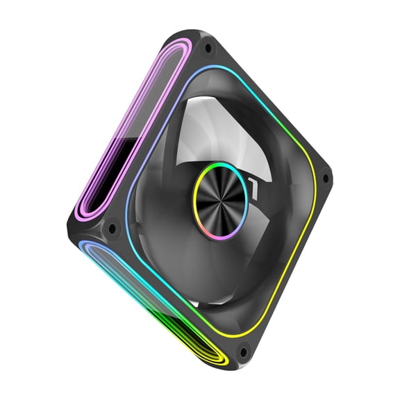 High Airflows 12cm ARGB Illuminated Three Sided Mirroring Fan for Case Featuring Silents PWM Technology and Strong Cooling