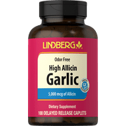 High Allicin Garlic Supplement 5000mg | 100 Caplets | Odorless Garlic | by Lindberg