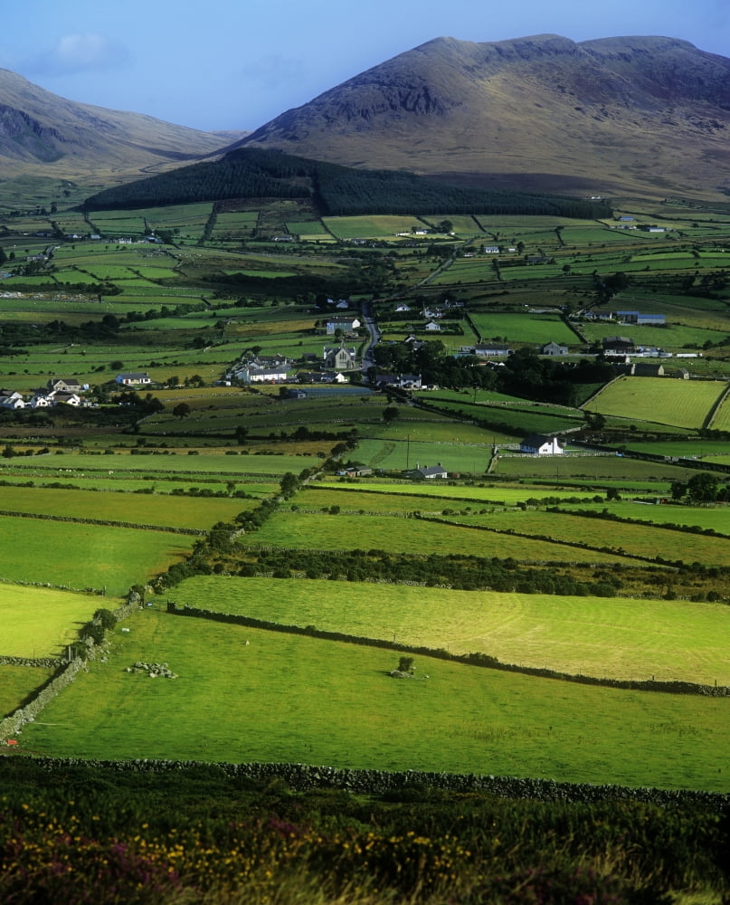 High Angle View Of Buildings In A Village Mourne Mountains County Down Northern Ireland Canvas Art - The Irish Image Collection Design Pics (24 x 30)