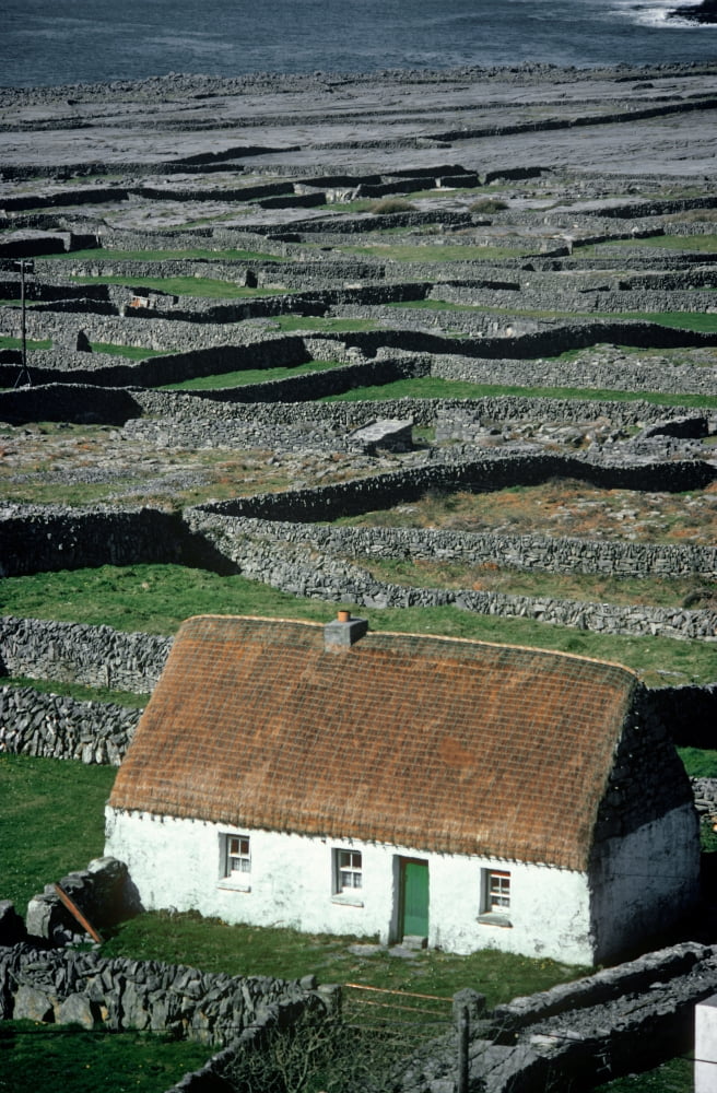 High Angle View Of A Cottage On A Landscape Inishmaan Aran Islands County Galway Republic Of Ireland Canvas Art - The Irish Image Collection Design Pics (22 x 36)