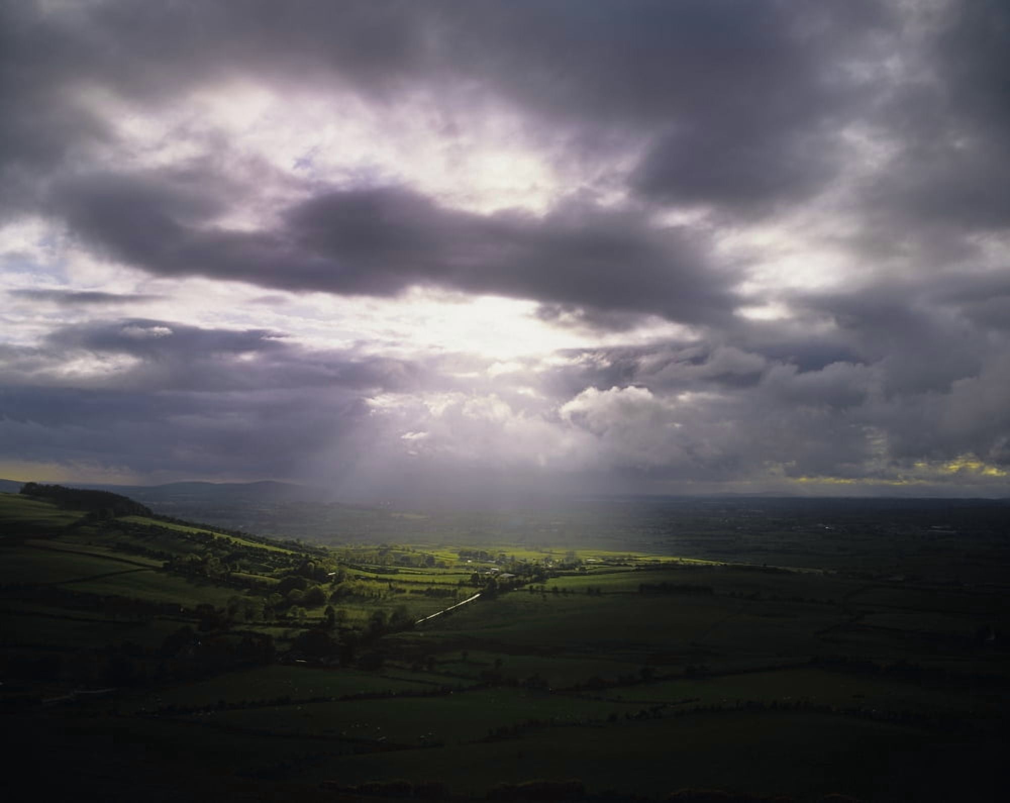 High Angle View Of A Field At Sunset Loughcrew Old Castle County Meath Republic Of Ireland Canvas Art - The Irish Image Collection Design Pics (15 x 12)