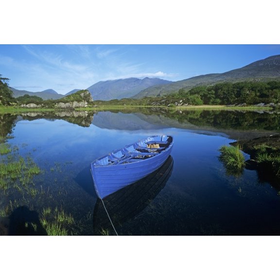 High Angle View Of A Boat In A Lake Killarney County Kerry Republic Of Ireland Canvas Art - The Irish Image Collection Design Pics (18 x 12)