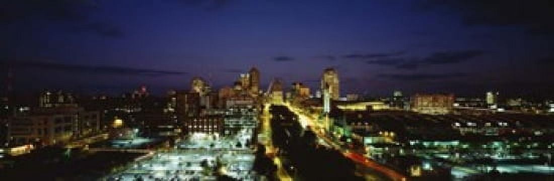 High Angle View Of A City Lit Up At Dusk St Louis Missouri USA Canvas Art - Panoramic Images (18 x 6)