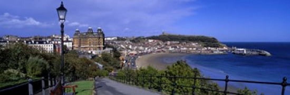 High Angle View Of A City Scarborough North Yorkshire England United Kingdom Canvas Art - Panoramic Images (18 x 6)