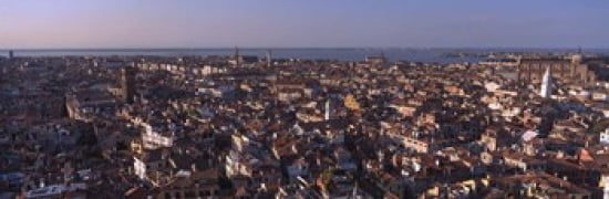 High Angle View Of A City Venice Italy Canvas Art - Panoramic Images (36 x 12)