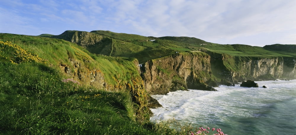 High Angle View Of A Coast County Antrim Northern Ireland Canvas Art - The Irish Image Collection Design Pics (44 x 20)