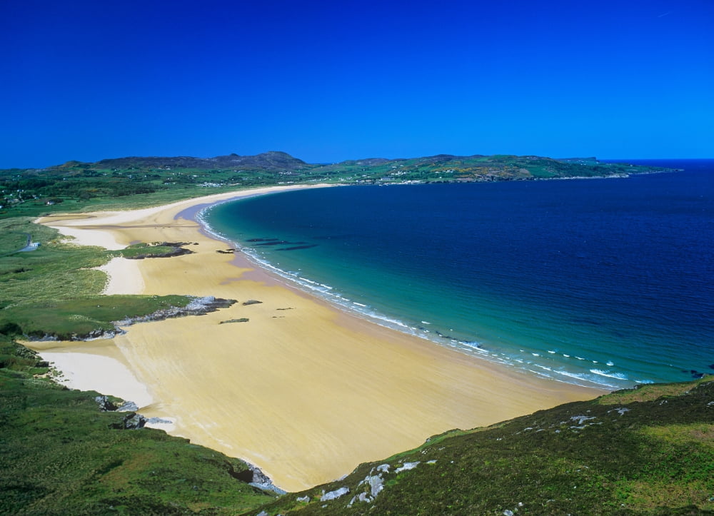 High Angle View Of A Coastline Portsalon Beach County Donegal Republic Of Ireland Canvas Art - The Irish Image Collection Design Pics (16 x 11)