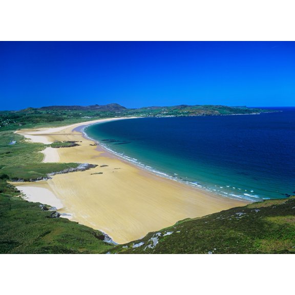 High Angle View Of A Coastline, Portsalon Beach, County Donegal, Republic Of Ireland Poster Print (32 x 22)