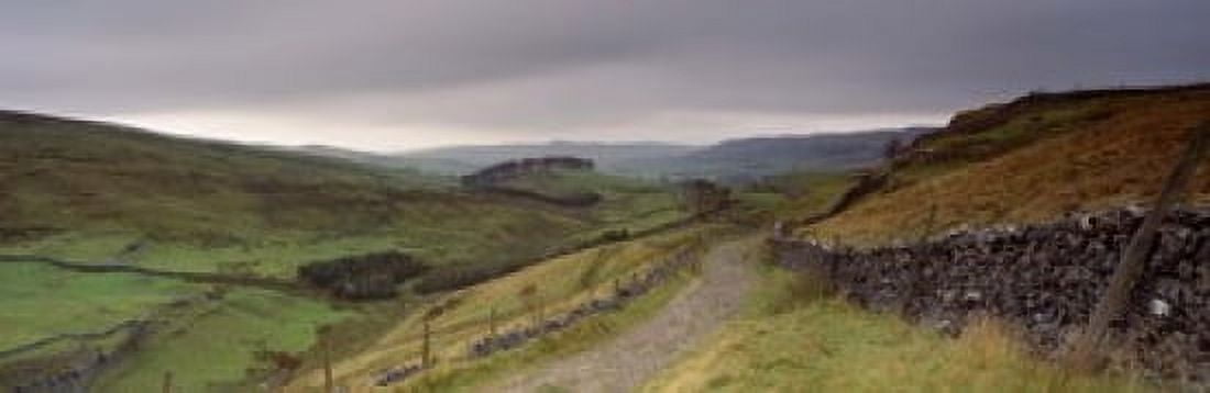 High Angle View Of A Path On A Landscape Ribblesdale Yorkshire Dales Yorkshire England United Kingdom Canvas Art - Panoramic Images (18 x 6)