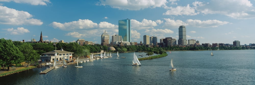 High Angle View Of A River Charles River Boston Massachusetts USA Canvas Art - Panoramic Images (36 x 12)
