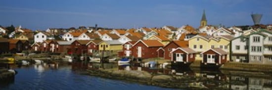 High Angle View Of A Town Smogen Bohuslan Sweden Canvas Art - Panoramic Images (36 x 12)