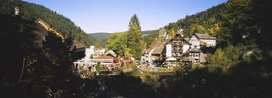 High Angle View Of A Town Triberg Im Schwarzwald Black Forest Baden-Wurttemberg Germany Canvas Art - Panoramic Images (36 x 13)