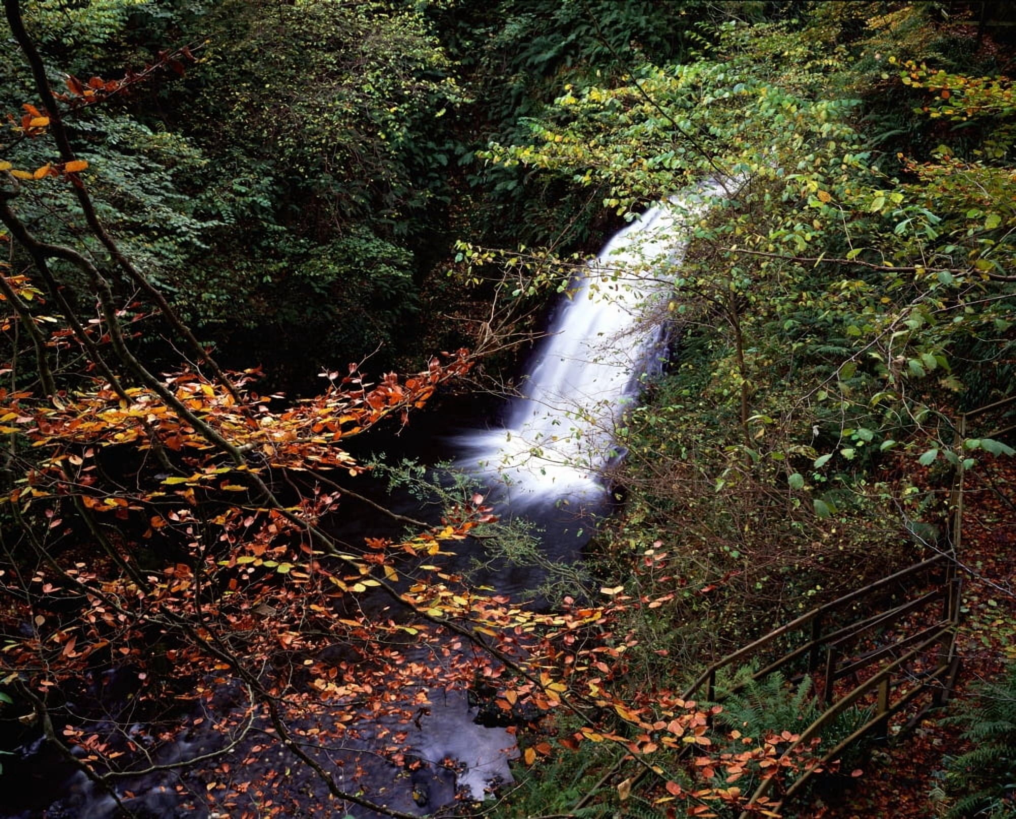 High Angle View Of A Waterfall Glenoe Waterfall County Antrim Northern Ireland Canvas Art - The Irish Image Collection Design Pics (32 x 24)