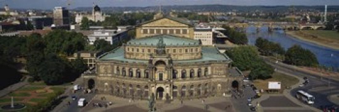 High Angle View Of An Opera House Semper Opera House Dresden Germany Canvas Art - Panoramic Images (18 x 6)