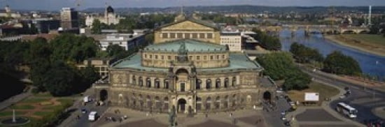 High Angle View Of An Opera House Semper Opera House Dresden Germany Canvas Art - Panoramic Images (36 x 12)