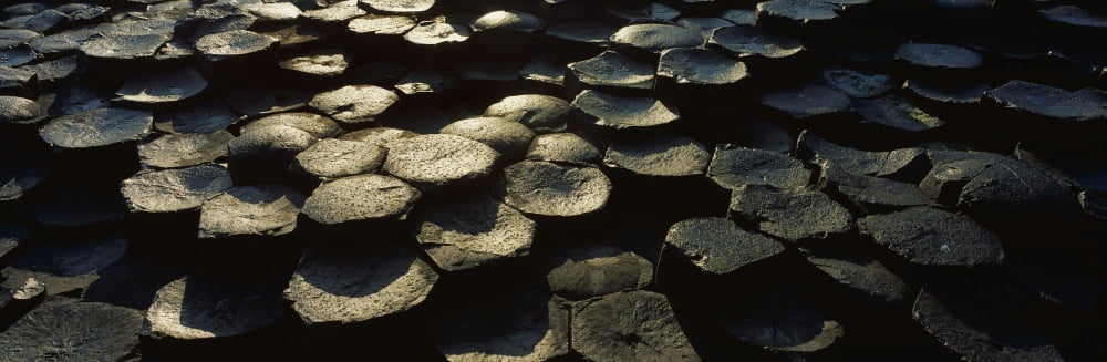 High Angle View Of Basalt Rocks Giants Causeway County Antrim Northern Ireland Canvas Art - The Irish Image Collection Design Pics (34 x 11)