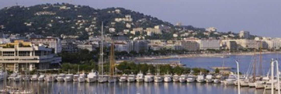 High Angle View Of Boats Docked At Harbor Cannes France Canvas Art - Panoramic Images (18 x 6)