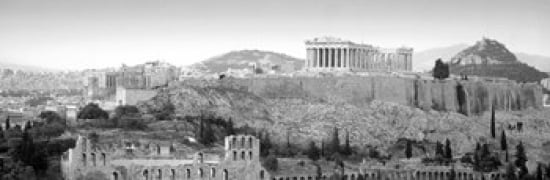 High Angle View Of Buildings In A City Parthenon Acropolis Athens Greece Canvas Art - Panoramic Images (18 x 6)