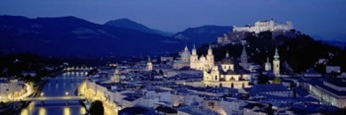 High Angle View Of Buildings In A City Salzburg Austria Canvas Art - Panoramic Images (18 x 6)