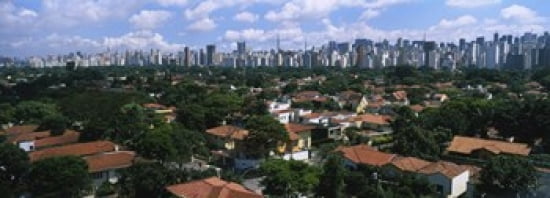 High Angle View Of Buildings In A City Sao Paulo Brazil Canvas Art - Panoramic Images (36 x 13)