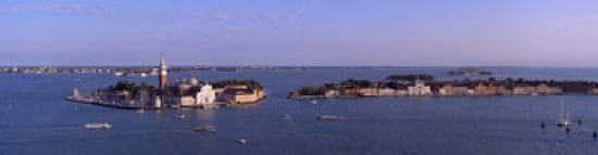 High Angle View Of Buildings Surrounded By Water San Giorgio Maggiore Venice Italy Canvas Art - Panoramic Images (40 x 10)