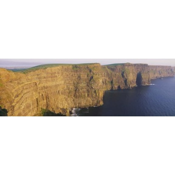 High Angle View Of Cliffs Cliffs Of Mother County Clare Republic Of Ireland Canvas Art - Panoramic Images (36 x 12)