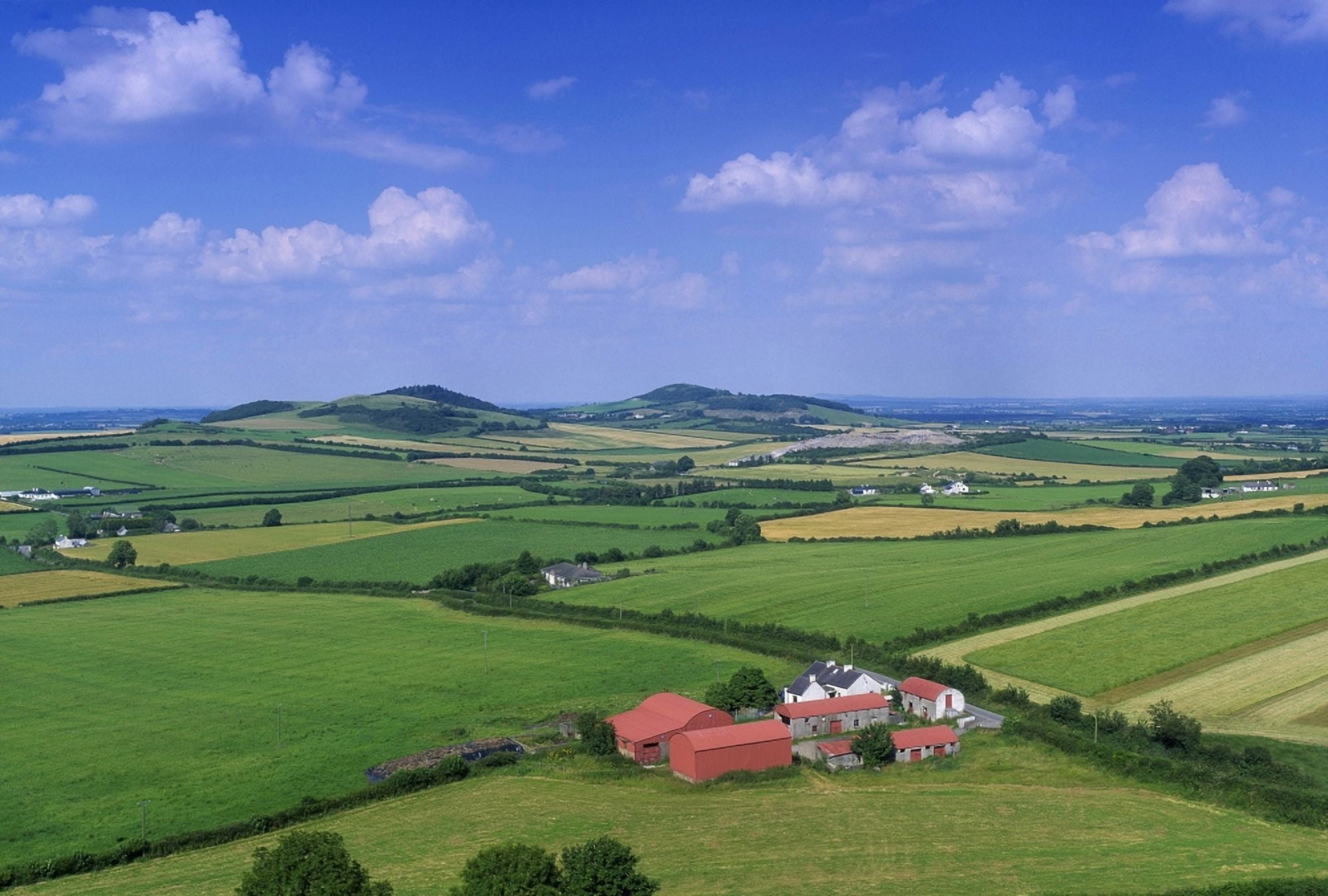 High Angle View Of Fields Stradbally County Laois Republic Of Ireland Canvas Art - The Irish Image Collection Design Pics (34 x 24)