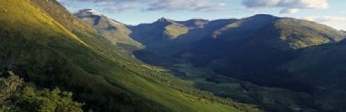High Angle View Of Grass Covering Mountains Stob Ban Glen Nevis Scotland United Kingdom Canvas Art - Panoramic Images (18 x 6)