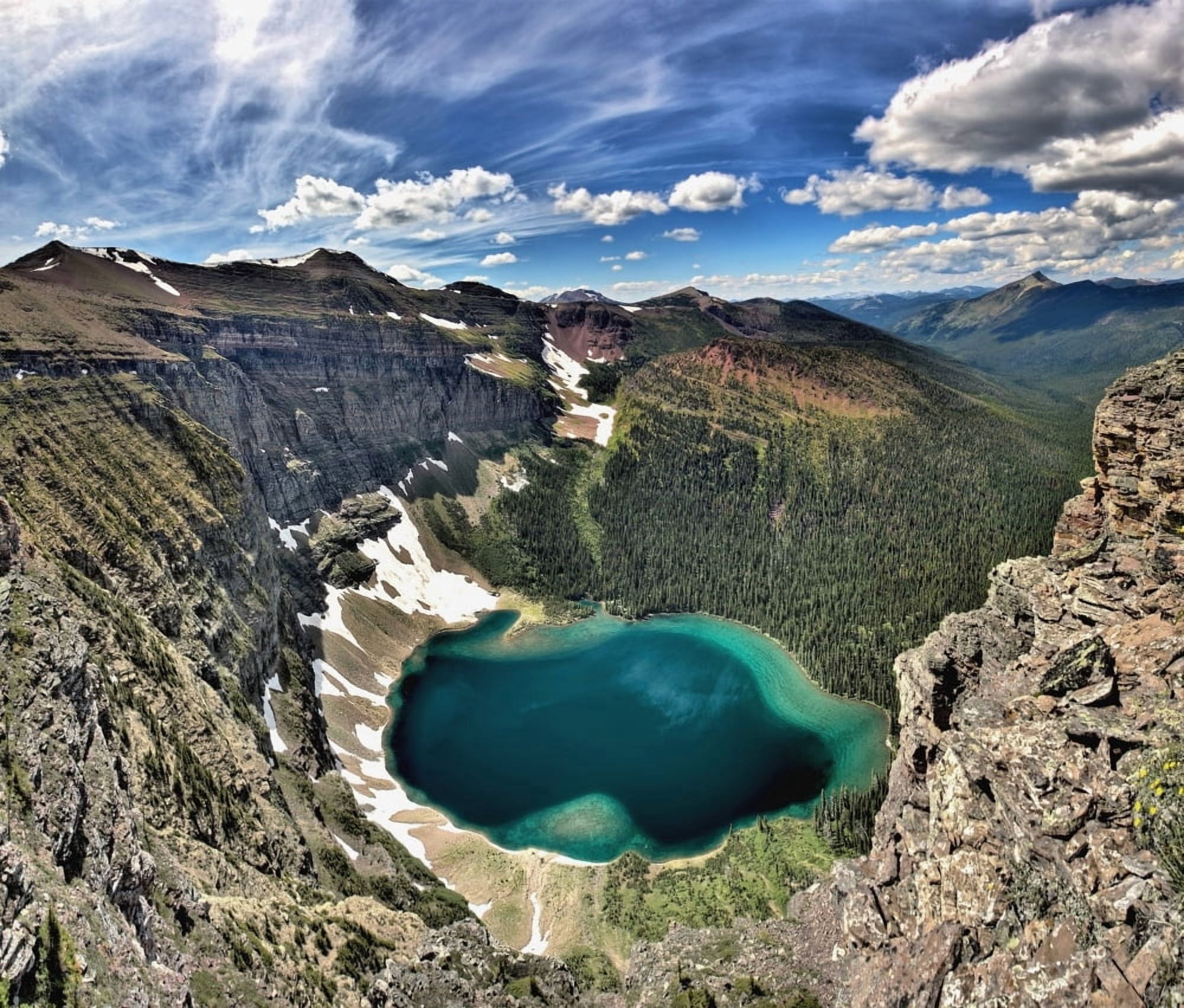 High Angle View Of Lake Akamina Ridge British Columbia Canada Canvas Art - Clarke Wiebe Design Pics (16 x 14)